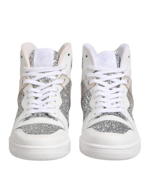 Weiß Silber High Top Frauen Turnschuhe Schuhe