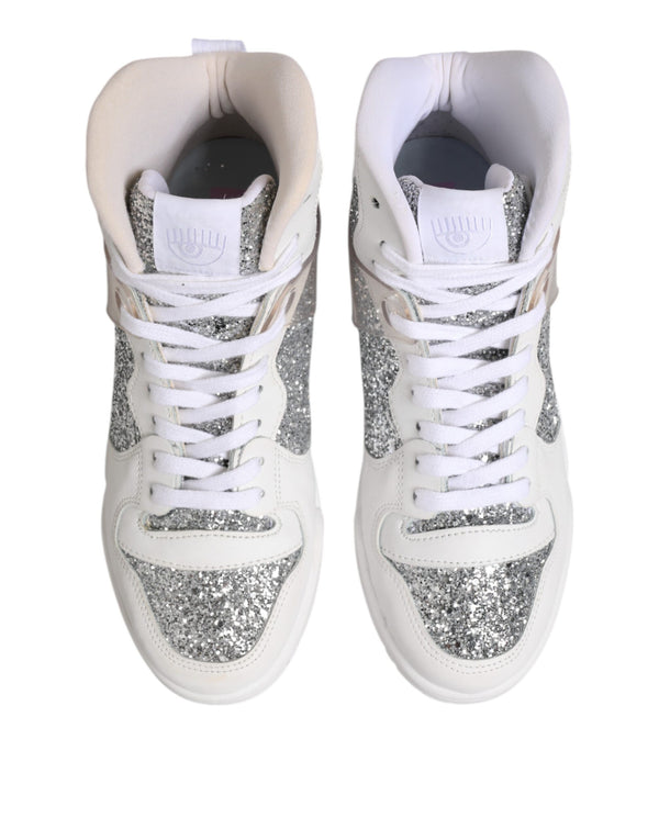 Weiß Silber High Top Frauen Turnschuhe Schuhe