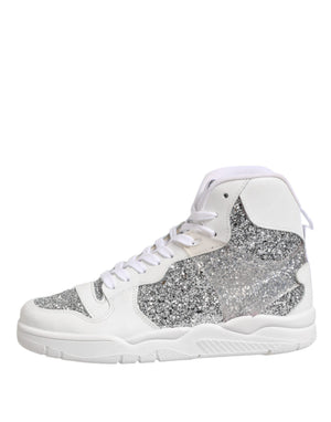 Weiß Silber High Top Frauen Turnschuhe Schuhe