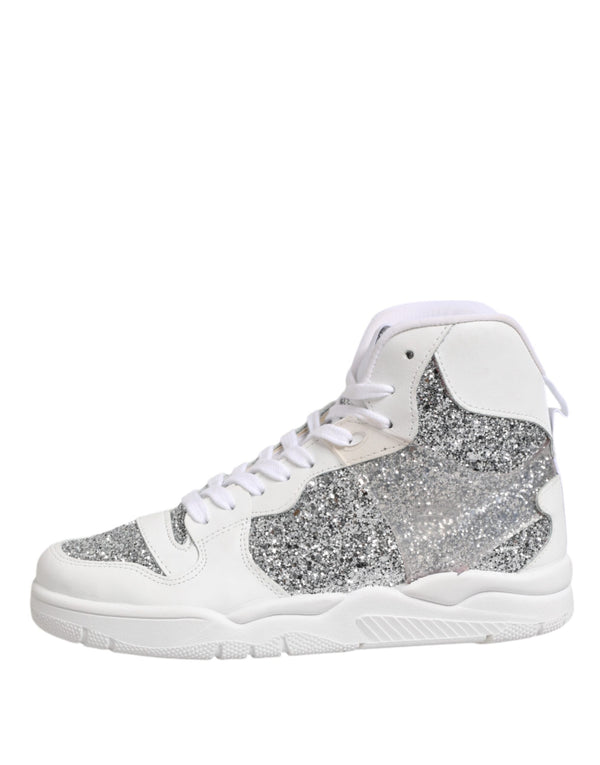 Weiß Silber High Top Frauen Turnschuhe Schuhe