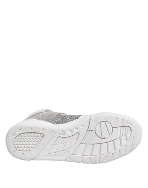 Weiß Silber High Top Frauen Turnschuhe Schuhe