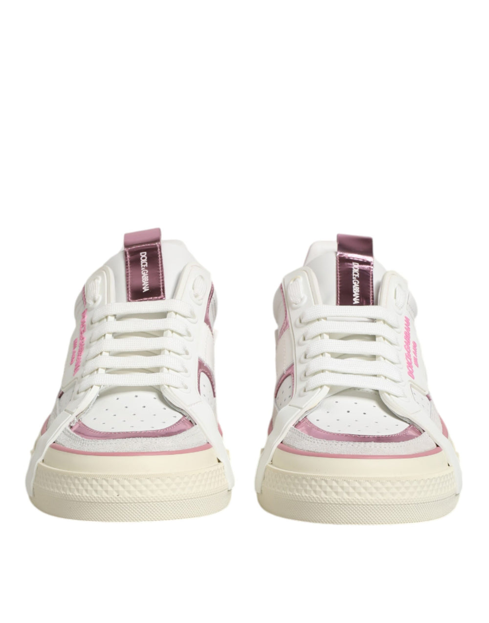 Weißes Leder DG Logo Low Top Sneakers Schuhe