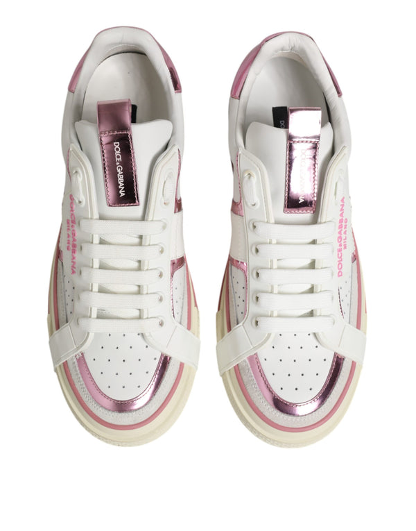 Weißes Leder DG Logo Low Top Sneakers Schuhe