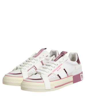 Weißes Leder DG Logo Low Top Sneakers Schuhe