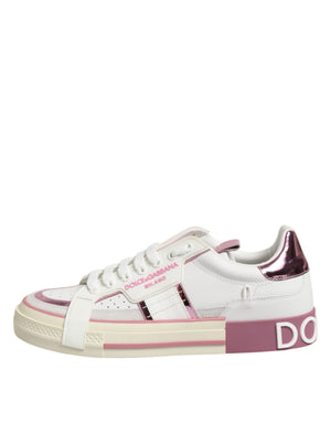 Weißes Leder DG Logo Low Top Sneakers Schuhe