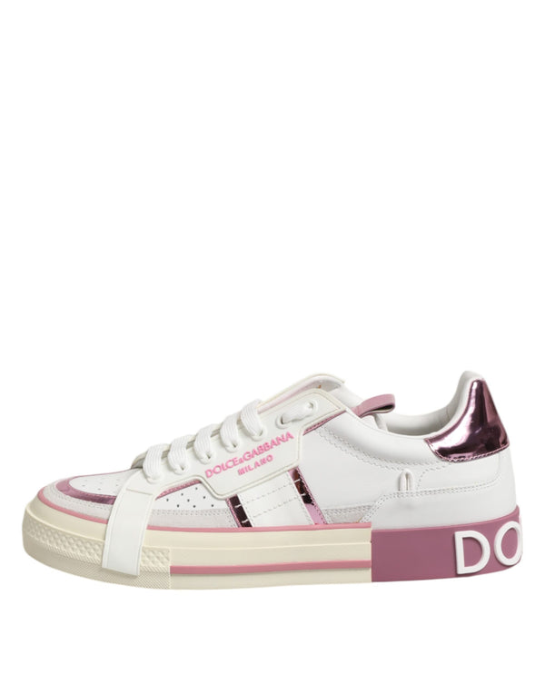 Weißes Leder DG Logo Low Top Sneakers Schuhe
