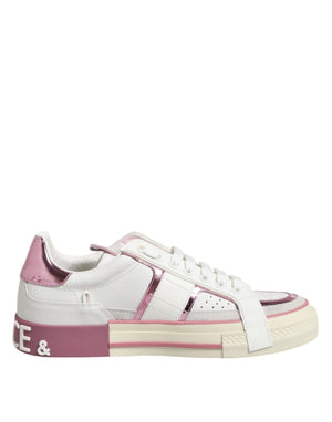 Weißes Leder DG Logo Low Top Sneakers Schuhe
