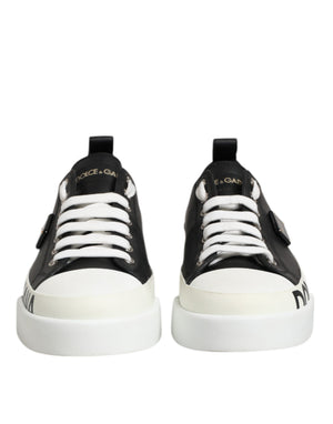 Schwarz Weiß Leder Low Top Sneakers Schuhe