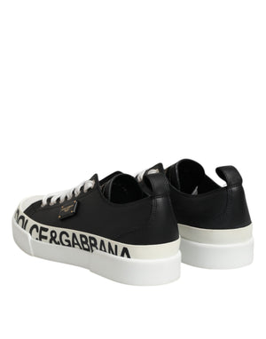 Schwarz Weiß Leder Low Top Sneakers Schuhe