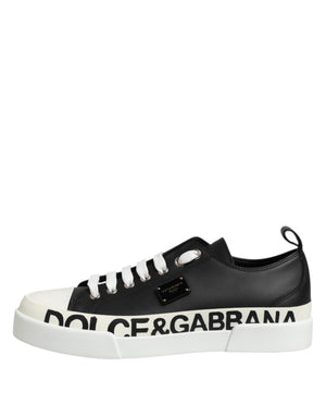 Schwarz Weiß Leder Low Top Sneakers Schuhe