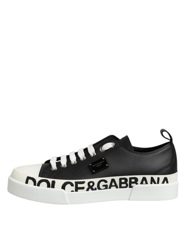 Schwarz Weiß Leder Low Top Sneakers Schuhe