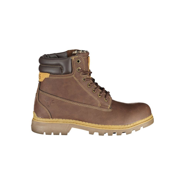 Brauner Polyester Damenstiefel