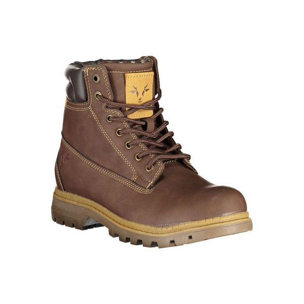 Brauner Polyester Damenstiefel