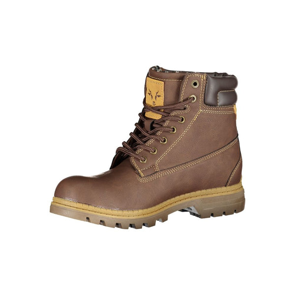 Brauner Polyester Damenstiefel