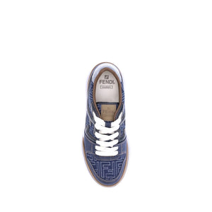 Dunkelblaue Baumwoll-Sneaker mit niedrigem Schaft