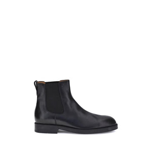 Schwarze Kalbshaut-Stiefeletten im Chelsea-Stil aus Bos Taurus-Leder