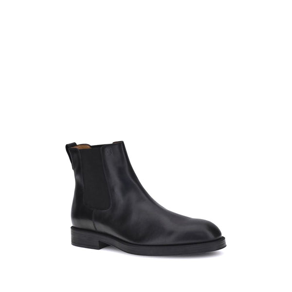 Schwarze Kalbshaut-Stiefeletten im Chelsea-Stil aus Bos Taurus-Leder