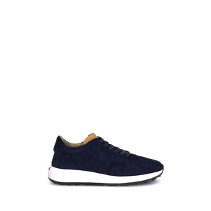 Dunkelblaue Kalbshaut Bos Taurus Sneakers mit niedrigem Schaft