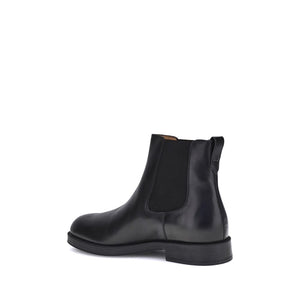 Schwarze Kalbshaut-Stiefeletten im Chelsea-Stil aus Bos Taurus-Leder