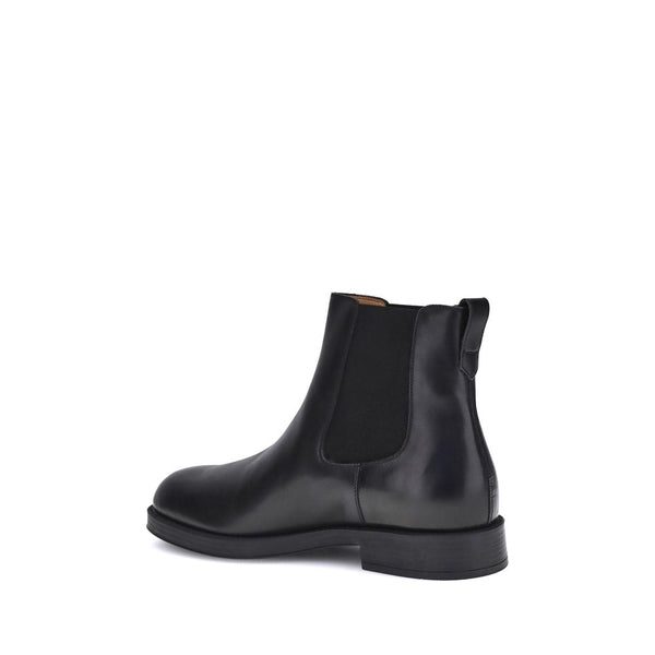 Schwarze Kalbshaut-Stiefeletten im Chelsea-Stil aus Bos Taurus-Leder