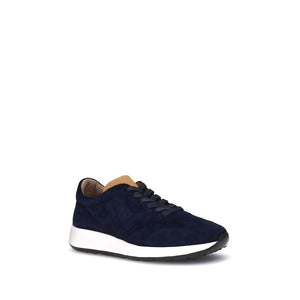 Dunkelblaue Kalbshaut Bos Taurus Sneakers mit niedrigem Schaft