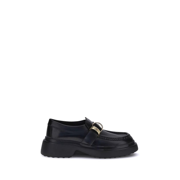 Schwarze Plateau-Loafer aus Gummi