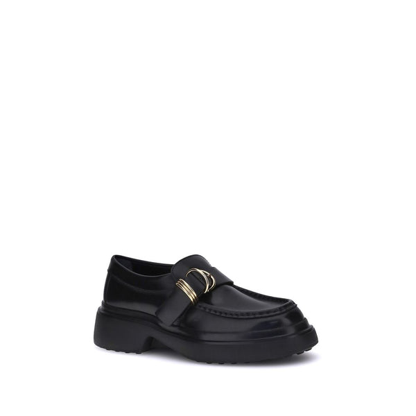 Schwarze Plateau-Loafer aus Gummi