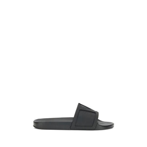 Flache Gummisandalen in Schwarz