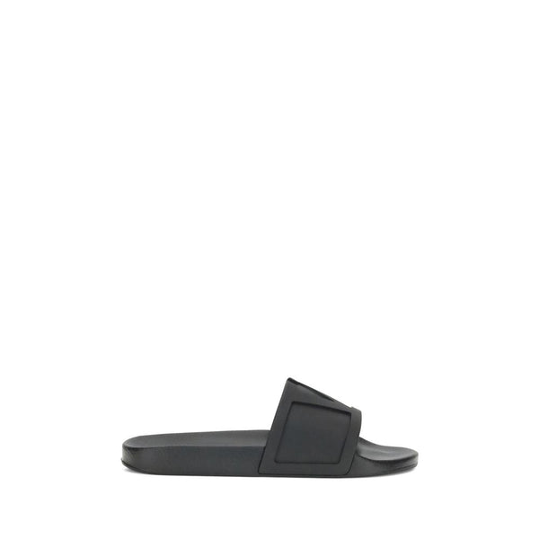 Flache Gummisandalen in Schwarz
