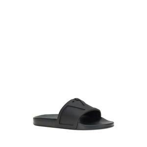 Flache Gummisandalen in Schwarz