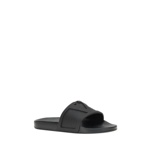 Flache Gummisandalen in Schwarz
