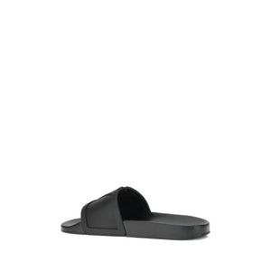 Flache Gummisandalen in Schwarz