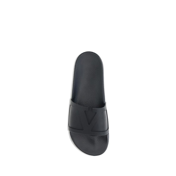 Flache Gummisandalen in Schwarz