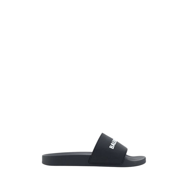 Flache Gummisandalen in Schwarz