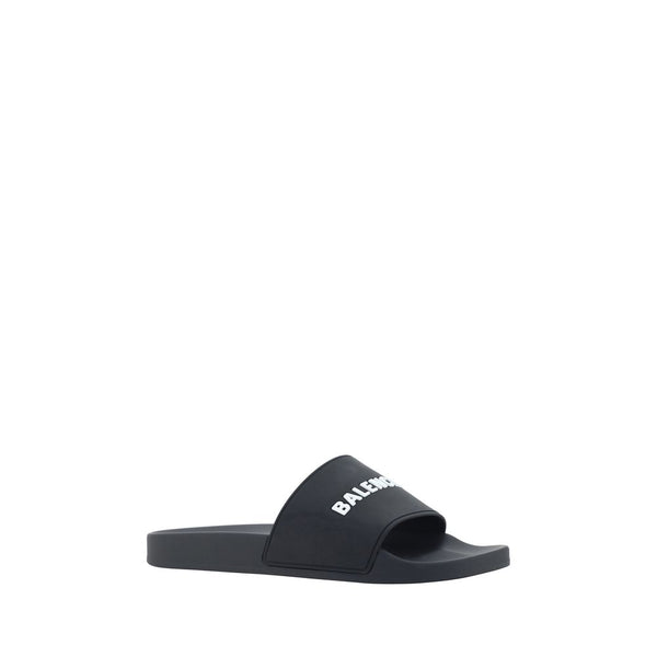 Flache Gummisandalen in Schwarz