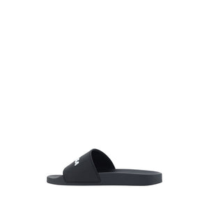 Flache Gummisandalen in Schwarz