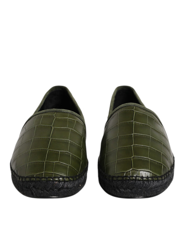 Grüne Exotische Leder Espadrilles Slip On Schuhe