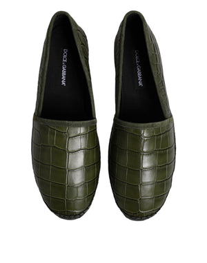 Grüne Exotische Leder Espadrilles Slip On Schuhe