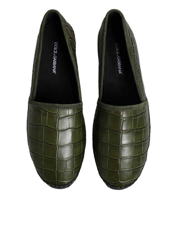 Grüne Exotische Leder Espadrilles Slip On Schuhe