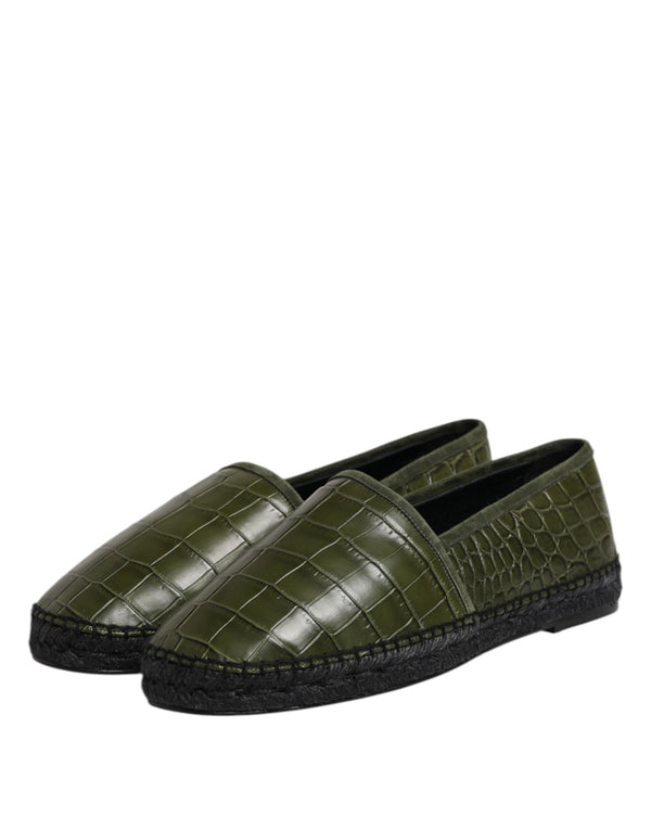 Grüne Exotische Leder Espadrilles Slip On Schuhe
