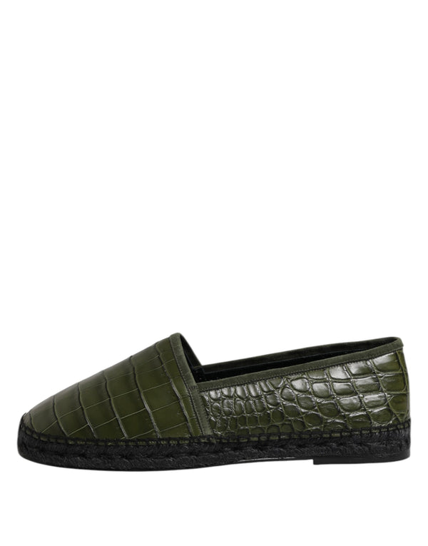 Grüne Exotische Leder Espadrilles Slip On Schuhe