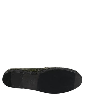 Grüne Exotische Leder Espadrilles Slip On Schuhe