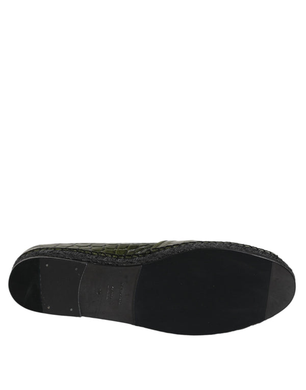 Grüne Exotische Leder Espadrilles Slip On Schuhe