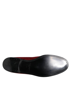 Rot Samt Slip On Loafers Formelle Schuhe