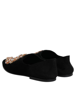 Schwarzer Samt verschönert Loafer Slip On Schuhe