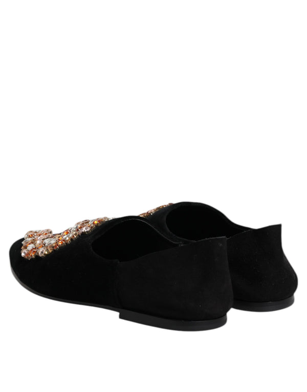 Schwarzer Samt verschönert Loafer Slip On Schuhe