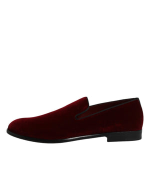 Rote Baumwolle Samt Slip On Loafers Formelle Schuhe