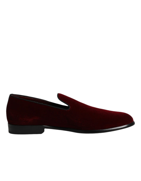 Rote Baumwolle Samt Slip On Loafers Formelle Schuhe