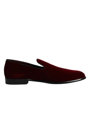 Rote Baumwolle Samt Slip On Loafers Formelle Schuhe
