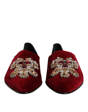 Schwarzer roter Samt verschönert Slip On Schuhe